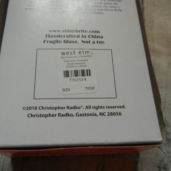 "Shiny Brite Radko Reflector Ball Xmas FINAIL Ornament Pink Blue WEST ELM NEW" - Picture 6 of 6